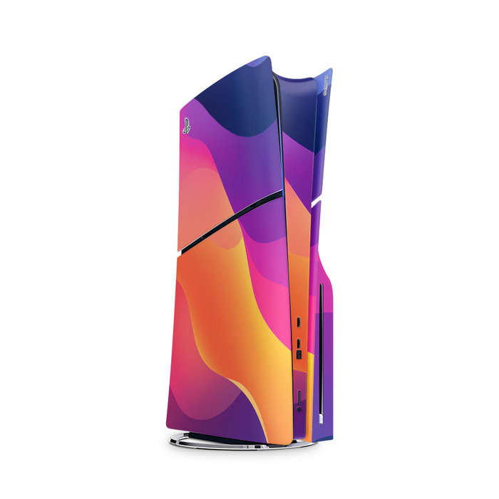 Decal Skin Sticker Compatible with PS5 Slim: Vibrant Sunset Waves