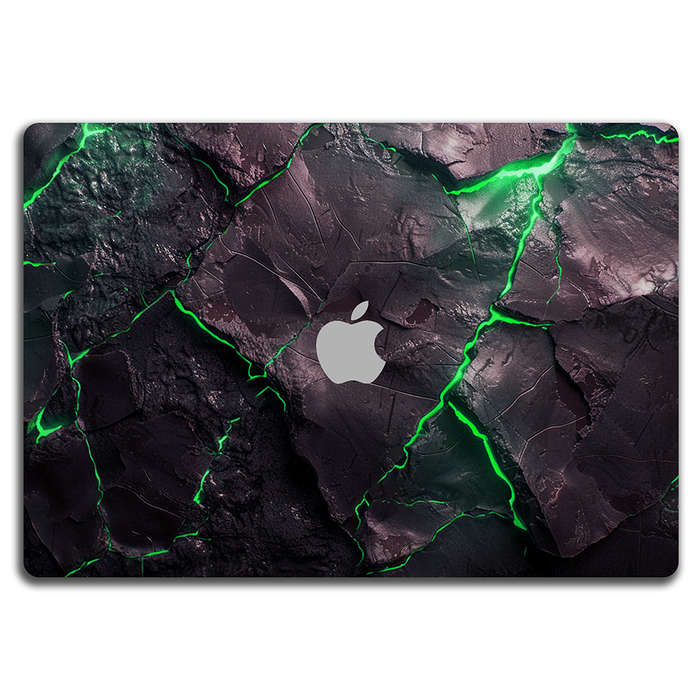 Apple MacBook Decal Skin Sticker: Carbon Rock Glow Green