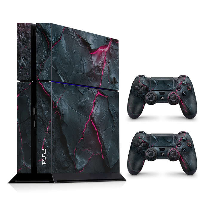 Decal Skin Sticker for PS4: Carbon Rock Glow Pink