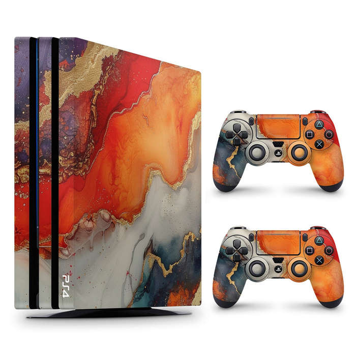 Decal Skin Sticker for PS4 Pro: Vivid Marble Burst Gold