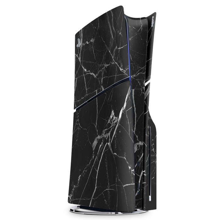 SkinNit Decal Sticker Skin For PS5 Slim : Black Marble