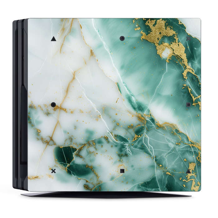 Decal Skin Sticker for PS4 Pro: Marble Emerald Gold