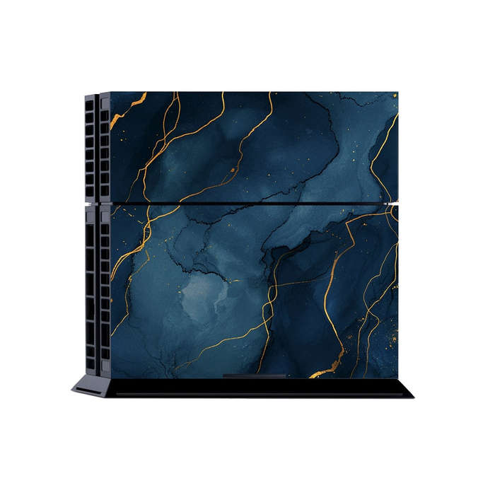 Decal Skin Sticker for PS4: Dark Blue Marble Gold Veins
