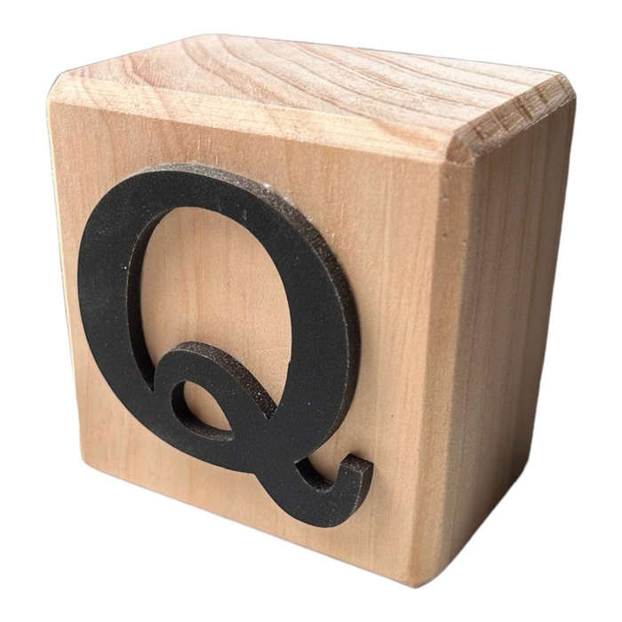 Rustic Black Wood Letter Q