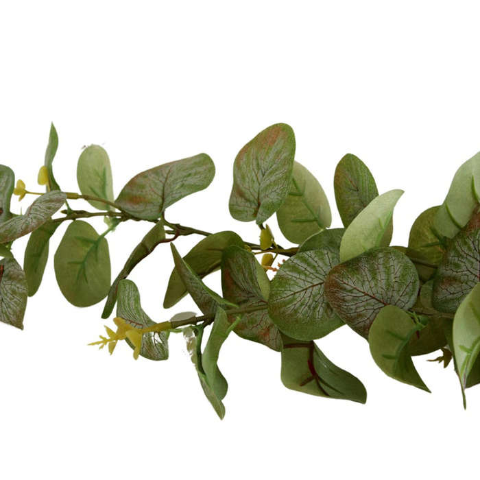 Decorative Green and Red Artificial Leaves with Flowers
