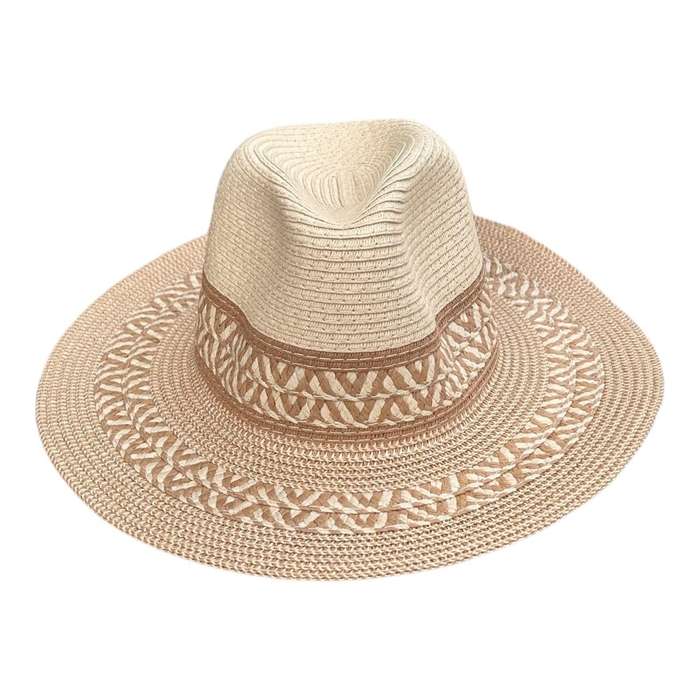 Brown and Beige Pattern Braided Hat