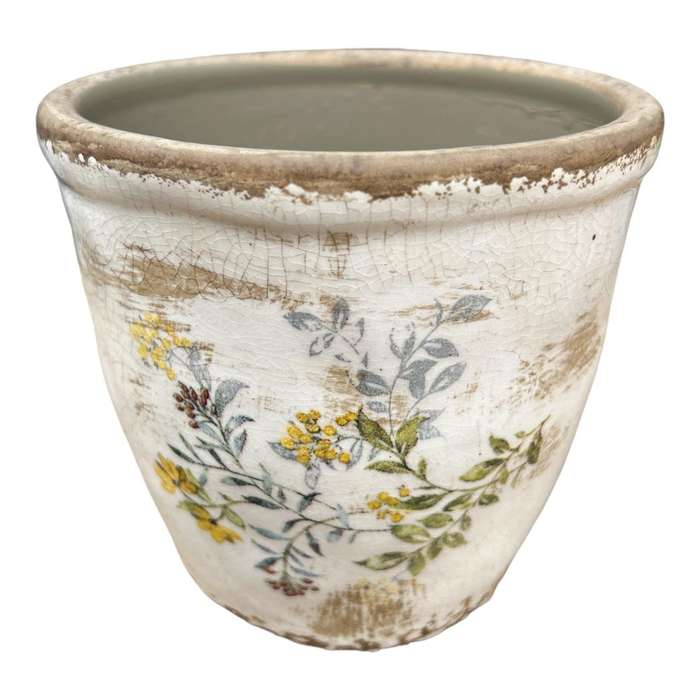Ceramic Pot - Tiny Yellow Flowers