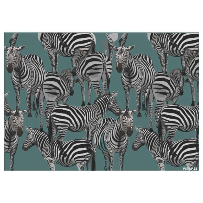Gift Wrap Sheet - Green Zebra