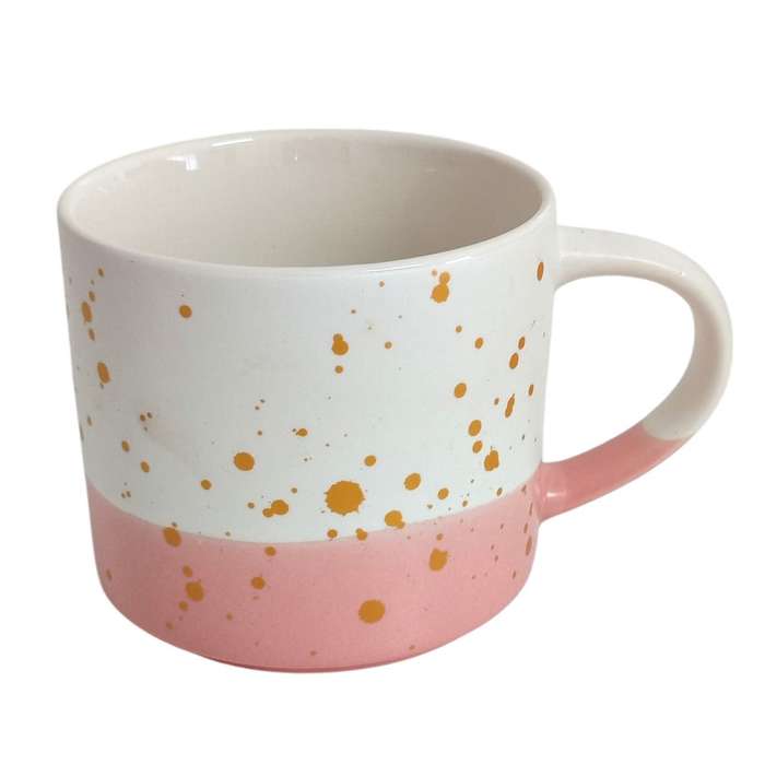 Gold Speckle Elegant Ceramic Mug with Pink Accent