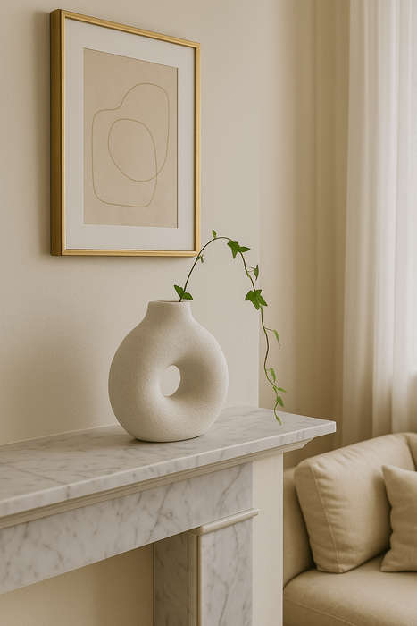 Small White Ceramic Doughnut Vase
