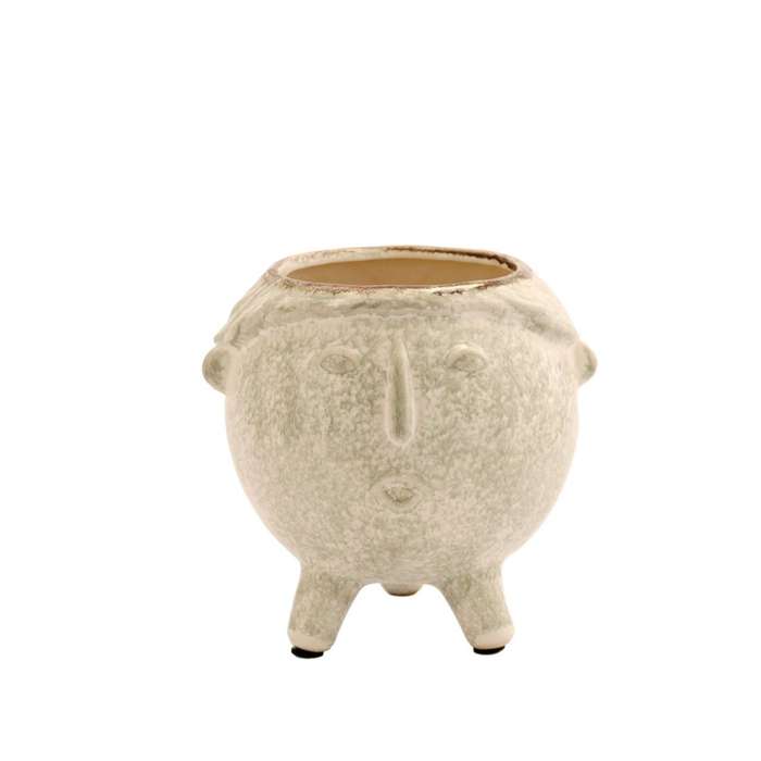 Small  White Ceramic Face Planter