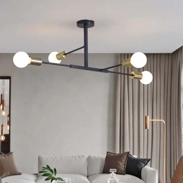 Brightstar CH507/4 Black & Antique Brass Chandelier