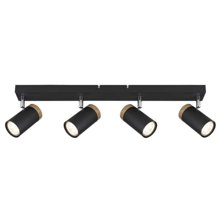 Brightstar S412/4 Black Spotlight With Wood Finish