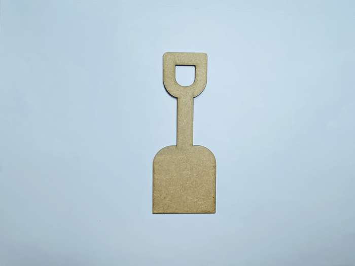 Laser Cut Wooden Shovel Cutout 76mm high