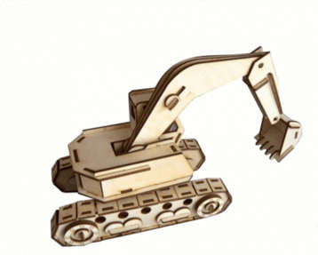 3D wooden Excavator model - puzzle - 200 x 300mm