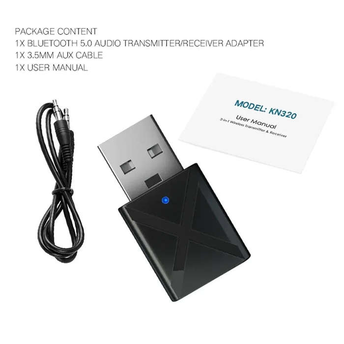 Techme KN320 Bluetooth 5.0 Transmitter Receiver Stereo Wireless Adapter