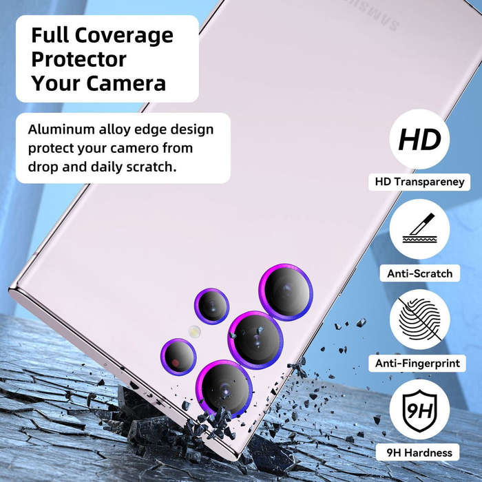 Multicolor Ring Ultra HD Camera Lens Protector for Samsung S23 Ultra
