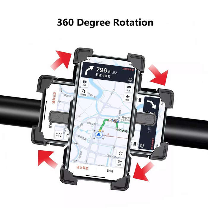 JY-032 360-Degree Rotatable Motorcycle & Bicycle Bracket - Black