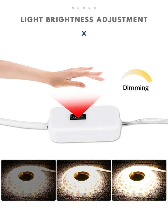 USB Powered Hand Sweep Motion Sensor LED Waterproof Strip Light - 3M