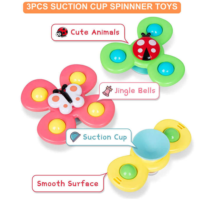 Insect Suction Cup Spinner Toy For Babies & Toddlers - 3 Piece
