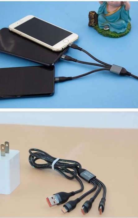 Aivr K371 3-in-1 Fast Charging Type C / Micro USB / iOS Lightning Cable - 2m