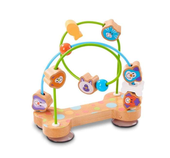 Melissa & Doug First Play Pets Wooden Bead Maze with Suction Cups for Babies & Toddlers