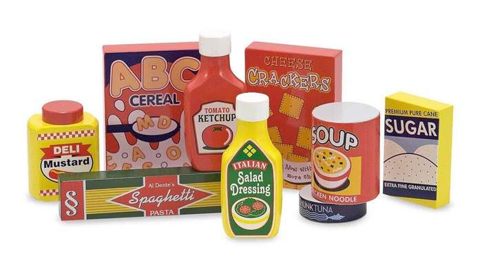 Melissa & Doug Wooden Pantry Products Play Food Set