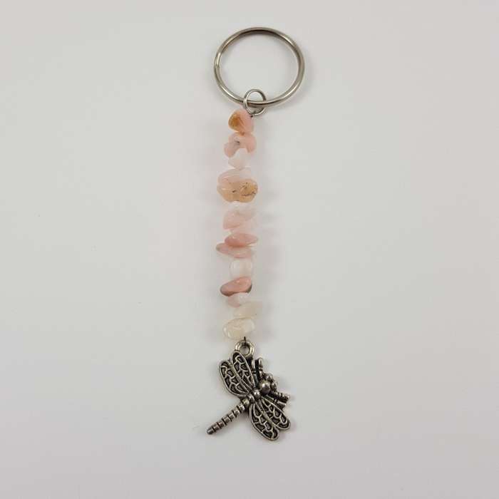 Pink Opal Dragonfly Keychain