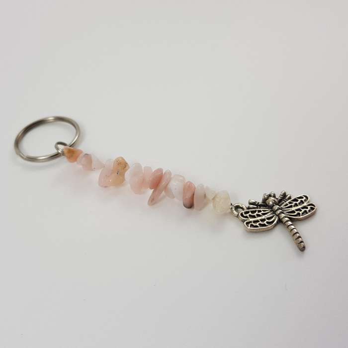 Pink Opal Dragonfly Keychain