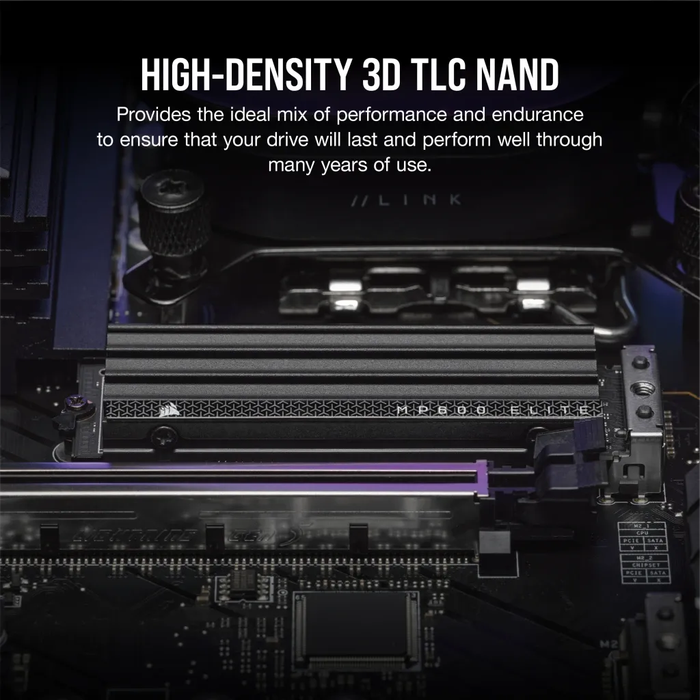 Corsair MP600 ELITE 2TB Gen4 PCIe x4 NVMe M.2 SSD with heatsink; Read Up To 7000MB/s; Write up to...