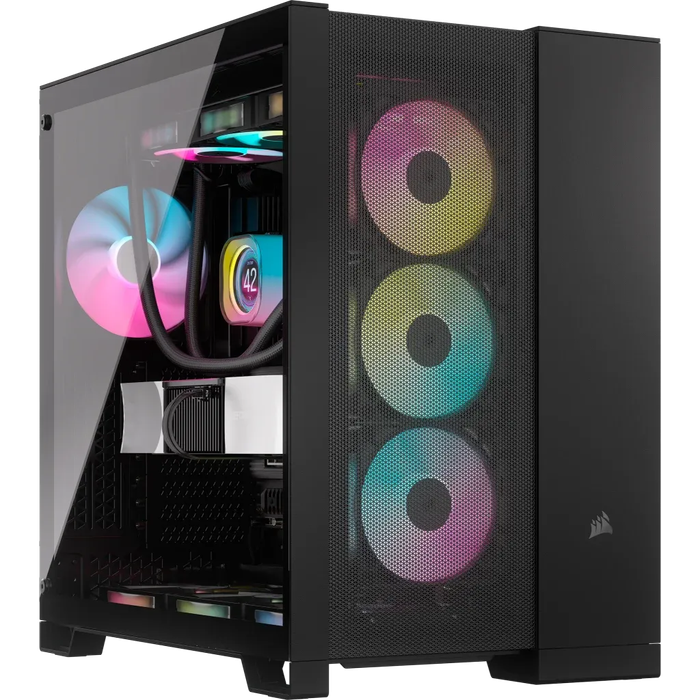 6500D Airflow Black Tempered Glass Mid-Tower; 2x 3.5'' |  2x 2.5'' Drive Bays; Up to 360mm Radiat...