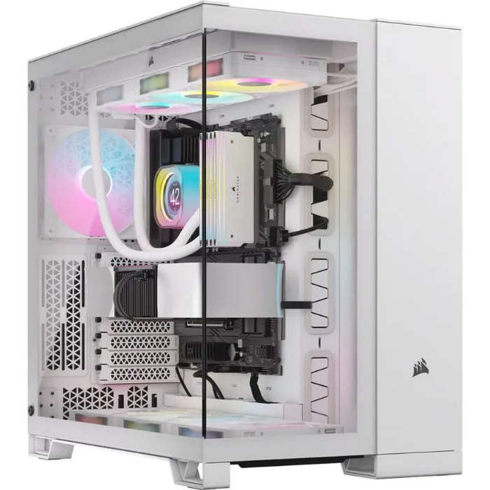 6500X Mid-Tower White Dual Chamber PC Case; 2x 3.5'' |  2x 2.5'' Drive Bays; Up to 360mm Radiator...