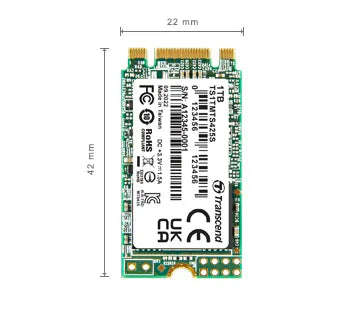 TRANSCEND 1 TB MTS425S M.2 SATA 3 2242 SSD 3D NAND - CACHELESS