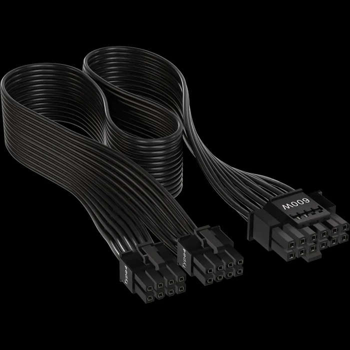 Corsair Premium Individually Sleeved 12+4pin PCIe Gen 5 12VHPWR 600W cable; Type 4; Black.