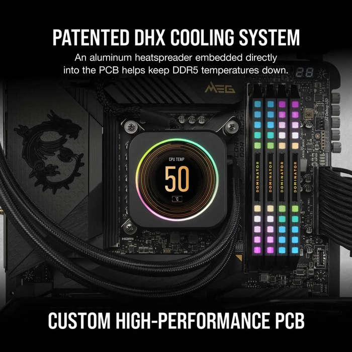 Corsair DOMINATOR RGB DDR5 32GB (2 x 16GB) DDR5 6400 CL32-40-40-84 1.40V Intel XMP - BLACK