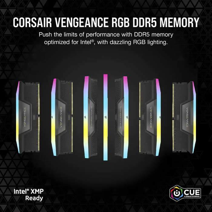 Corsair VENGEANCE RGB DDR5 64GB (2 x 32GB) DDR5 6000 CL40-40-40-77 1.35V Intel XMP & AMD EXPO - GREY