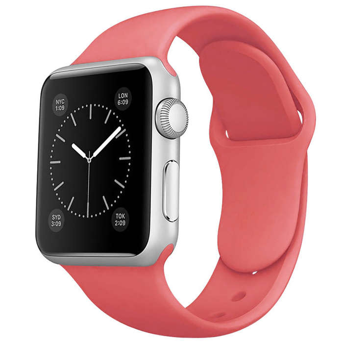 Extended Solid Color Silicone Band for Apple Watch 42MM/44MM/45MM/46MM Series Light Red
