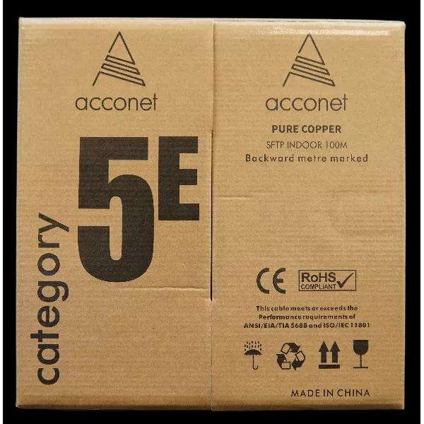 Acconet CAT5 UV Outdoor Ethernet Cable 100m Black Solid Copper SF/TP Pull Box | CAT5U-100-SC