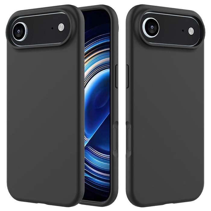 Full Pure Color Liquid Silicone Case Without Logo for iPhone 17 Pro Max Black