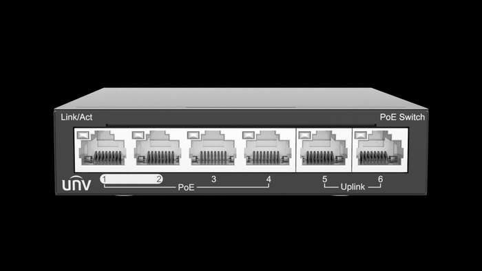 UNV - 4-Port PoE Switch, Supports Up to 250m transmission