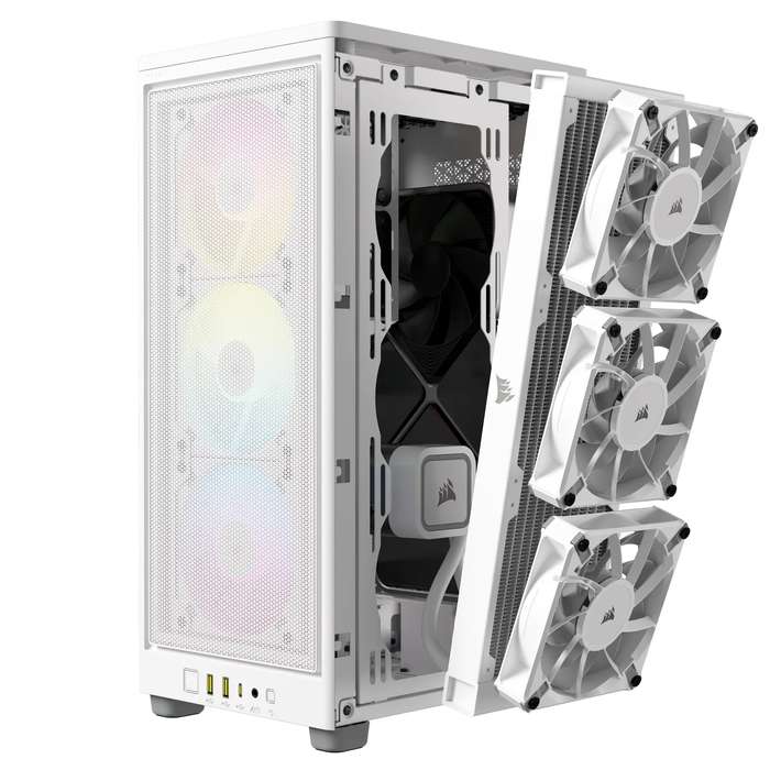 iCUE 2000D RGB AIRFLOW White Mini-ITX PC Case; 3x 2.5'' Drive Bays; Up to 360mm Radiator compatib...