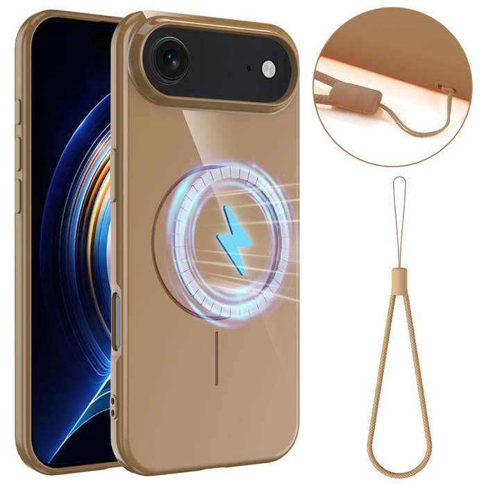 Slim Non-slip Shockproof Magnetic TPU Case with Lanyard for iPhone 17 Air Gold