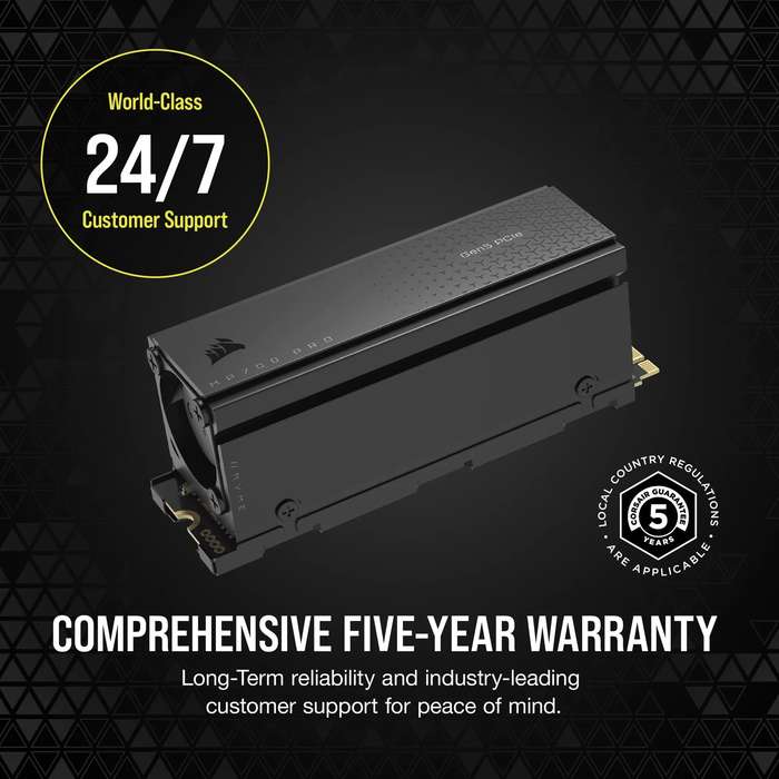 Corsair MP700 PRO 2TB M.2 NVMe PCIe Gen. 5 x4 SSD with Cooler; Read Up To 12 400MB/s; Write up to...