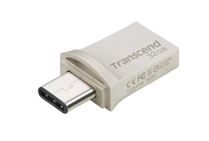 TRANSCEND 32GB JETFLASH 890 USB-C & USB 3.1 OTG FLASH DRIVE - SILVER