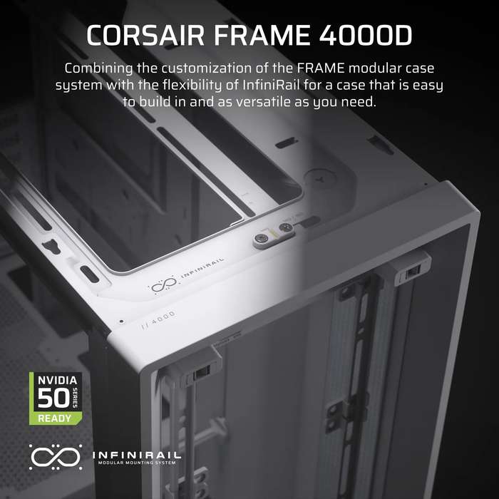 FRAME 4000D White Mid-Tower PC Case; 2x 3.5'' |  2x 2.5'' Drive Bays; Up to 360mm Radiator compat...