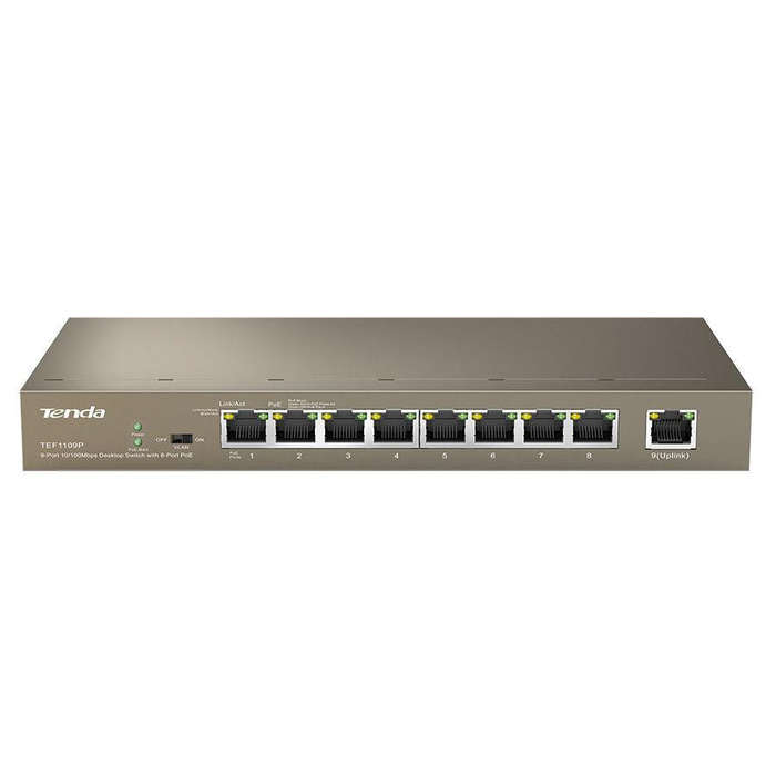 Tenda 9-Port Fast Ethernet Switch with 8-Port PoE | TEF1109P-8-63W