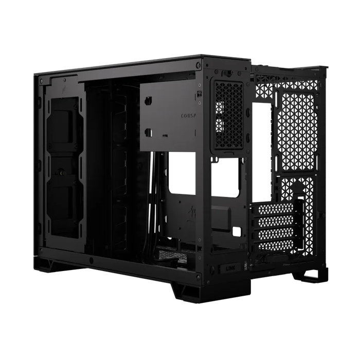 2500D Airflow Black Mid-Tower Dual Chamber PC Case; 2x 3.5'' |  2x 2.5'' Drive Bays; Up to 360mm ...