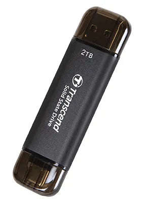 TRANSCEND 2 TB ESD310C USB3.2 TYPE A & C (USB 10Gbps) OTG COMPACT PORTABLE SSD  - Read 1050MB/s W...
