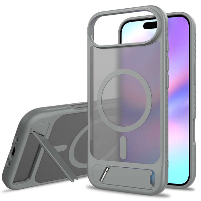 Skin Feel Magnetic Anti-drop with Adjustable 45° Stand TPU + PC Case for iPhone 17 Air Gray