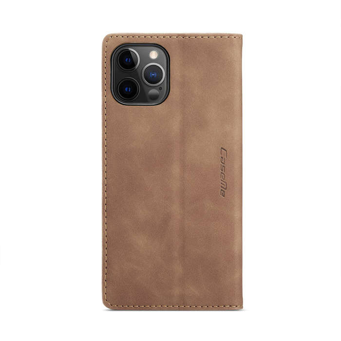 CaseMe-013 TPU Business Style Vintage Matte Horizontal Flap Leather Case for iPhone 12/12 Pro Yellow